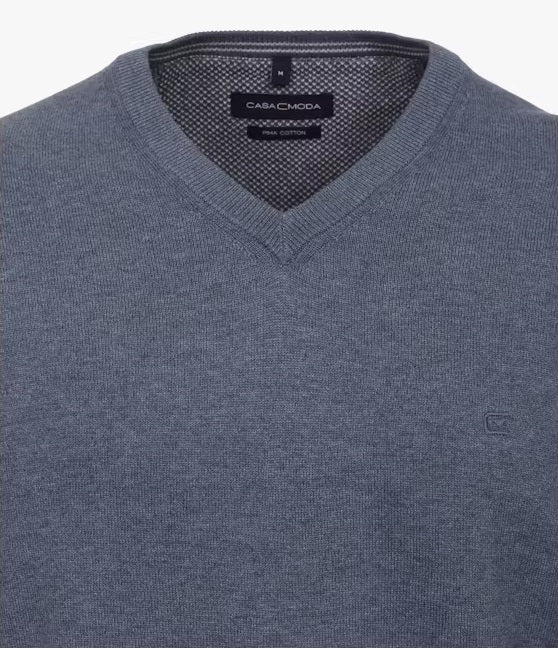 Casa Moda V-Neck Sweater 131 - Grey Medium Blue