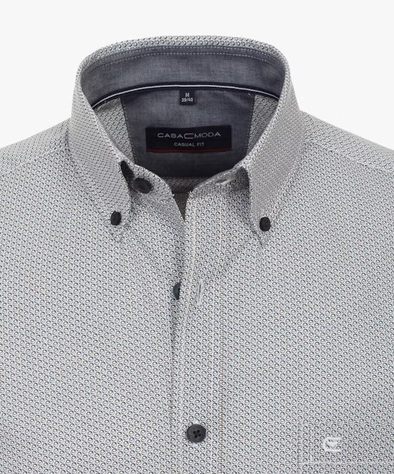 Casa Moda Short Sleeve Casual Shirt - Blue/Brown