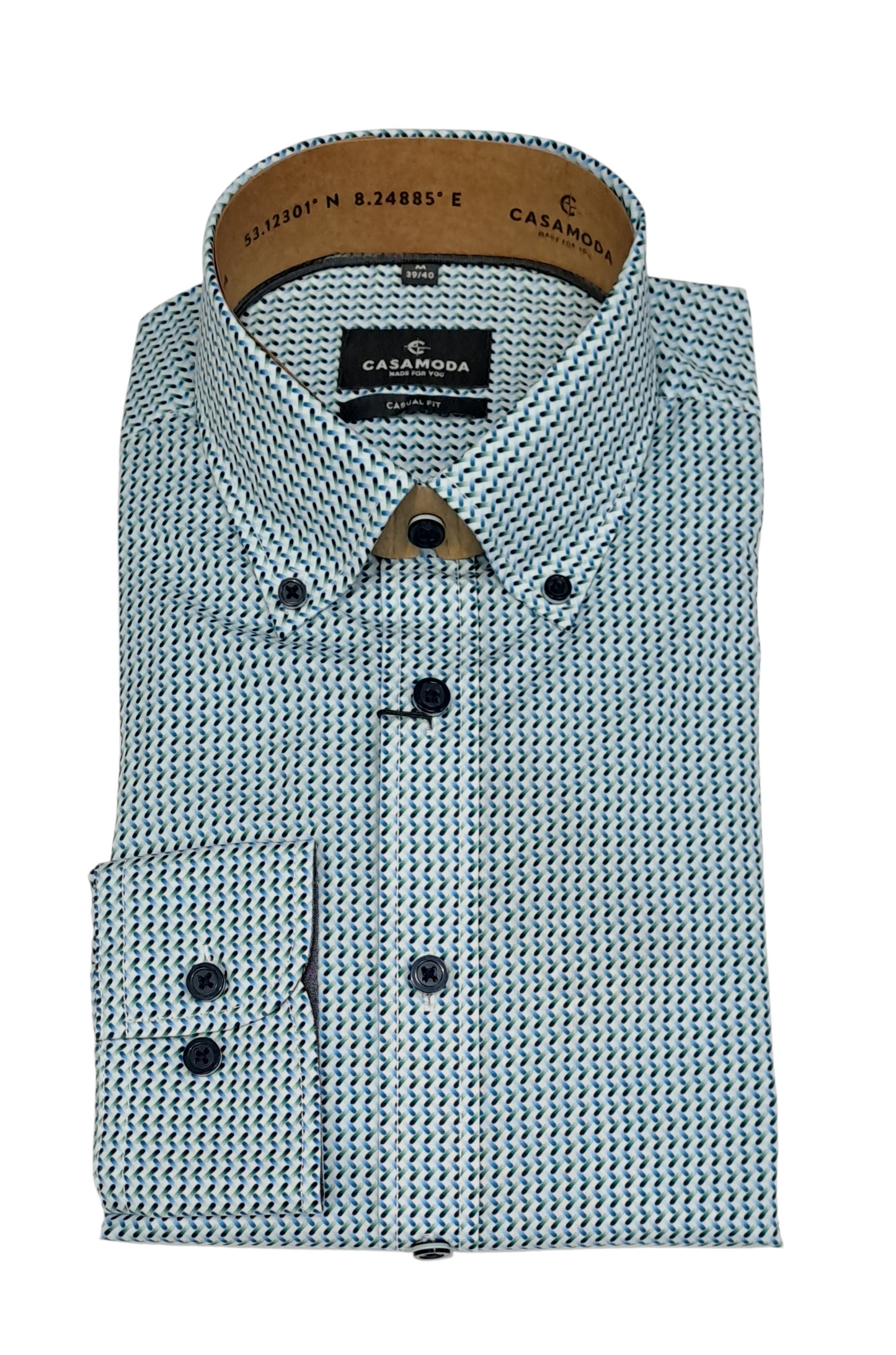 Casa Moda Long Sleeve Casual Shirt 100 - Blue/Green