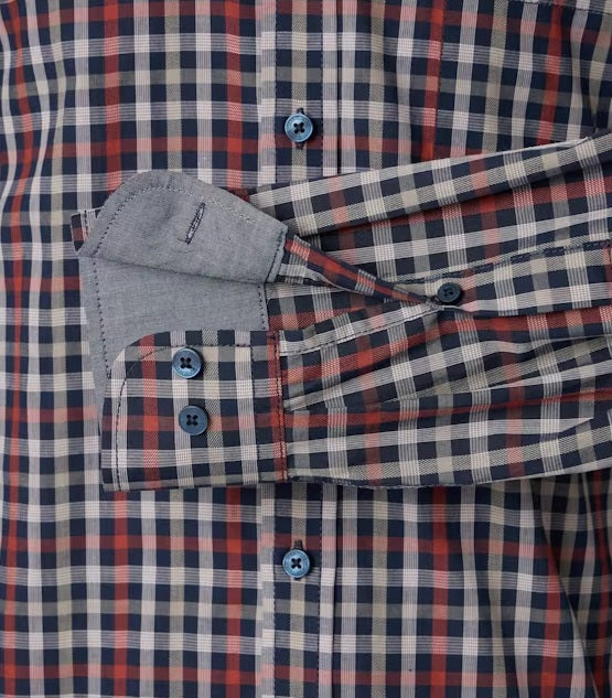 Casa Moda Casual Fit Long Sleeve Check Shirt - Red