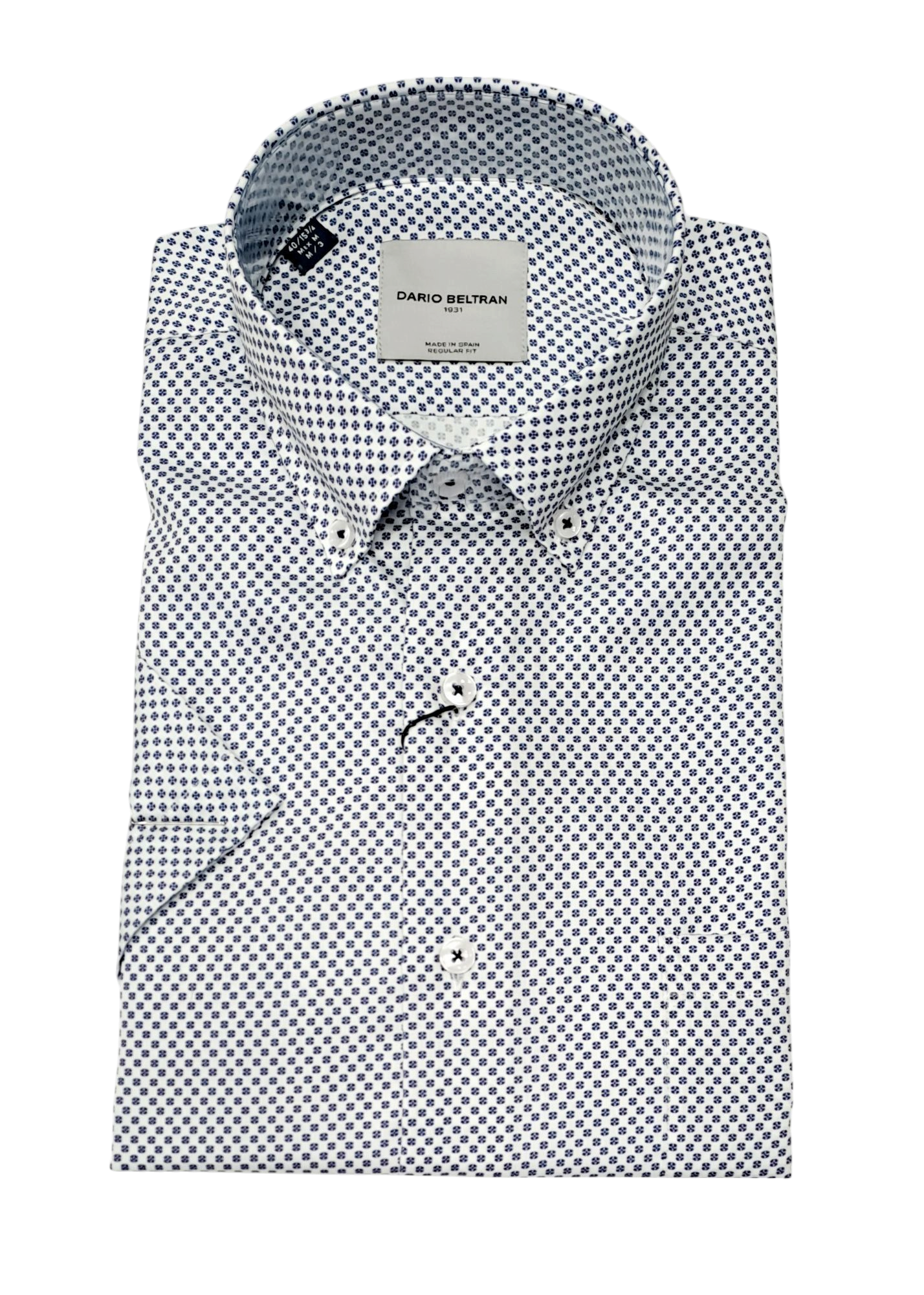 Dario Beltran Adrados Short Sleeve Casual Shirt - White/Navy