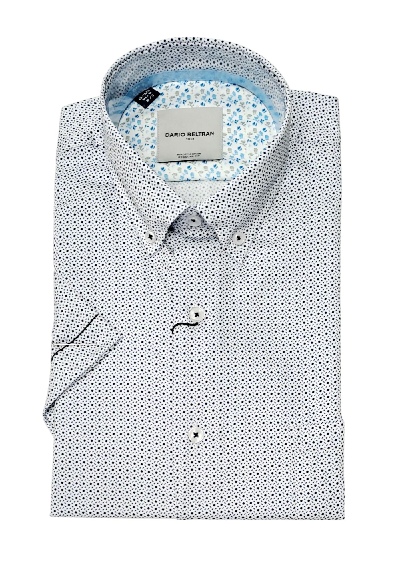 Dario Beltran Agallas Short Sleeve Casual Shirt - White/Navy