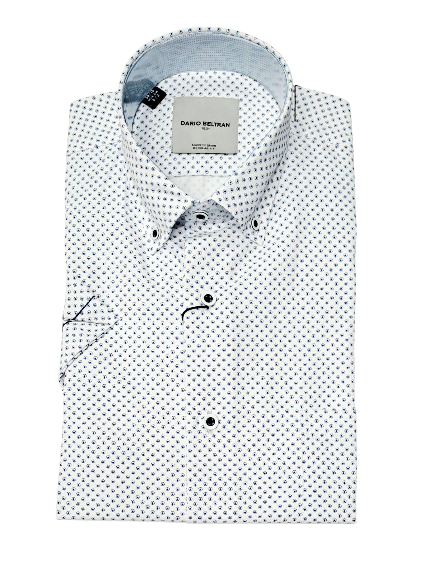 Dario Beltran Alaraz Short Sleeve Casual Shirt - White/Blue