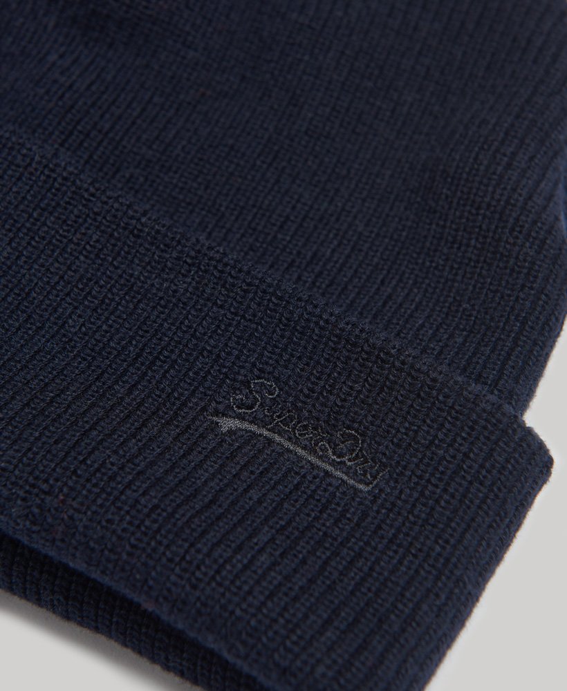 Mens Superdry Knitted Logo Beanie Hat - Eclipse Navy Grit – Watson Menswear