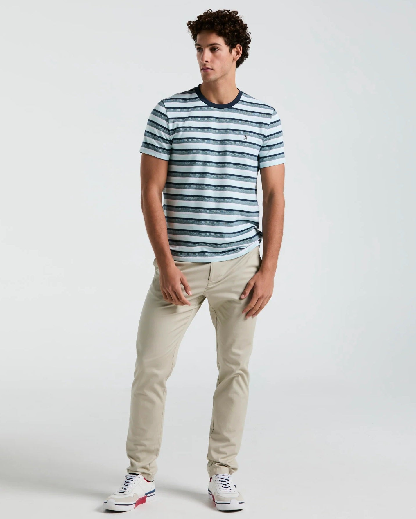 Original Penguin Short Sleeve Stripe T-Shirt - Blue Tint