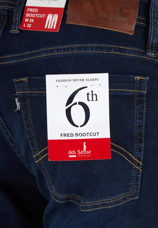 6th Sense Fred Boot Cut Stretch Jeans - Blue Black