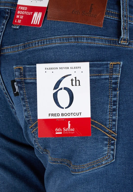 6th Sense Fred Boot Cut Stretch Jeans - Mid Wash