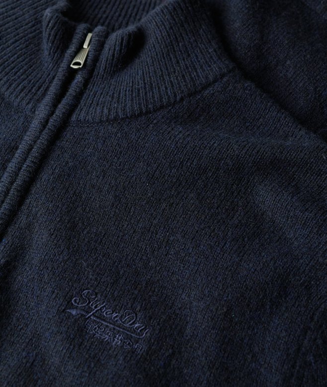 Superdry Essential Embroidered Knit Half Zip Sweater - Carbon Navy Marl