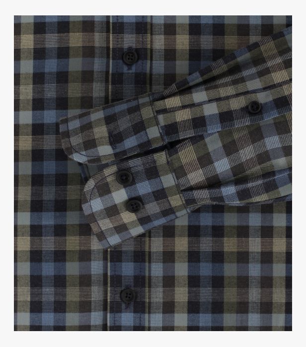 Casa Moda Long Sleeve Casual Checked Shirt 300 - Olive