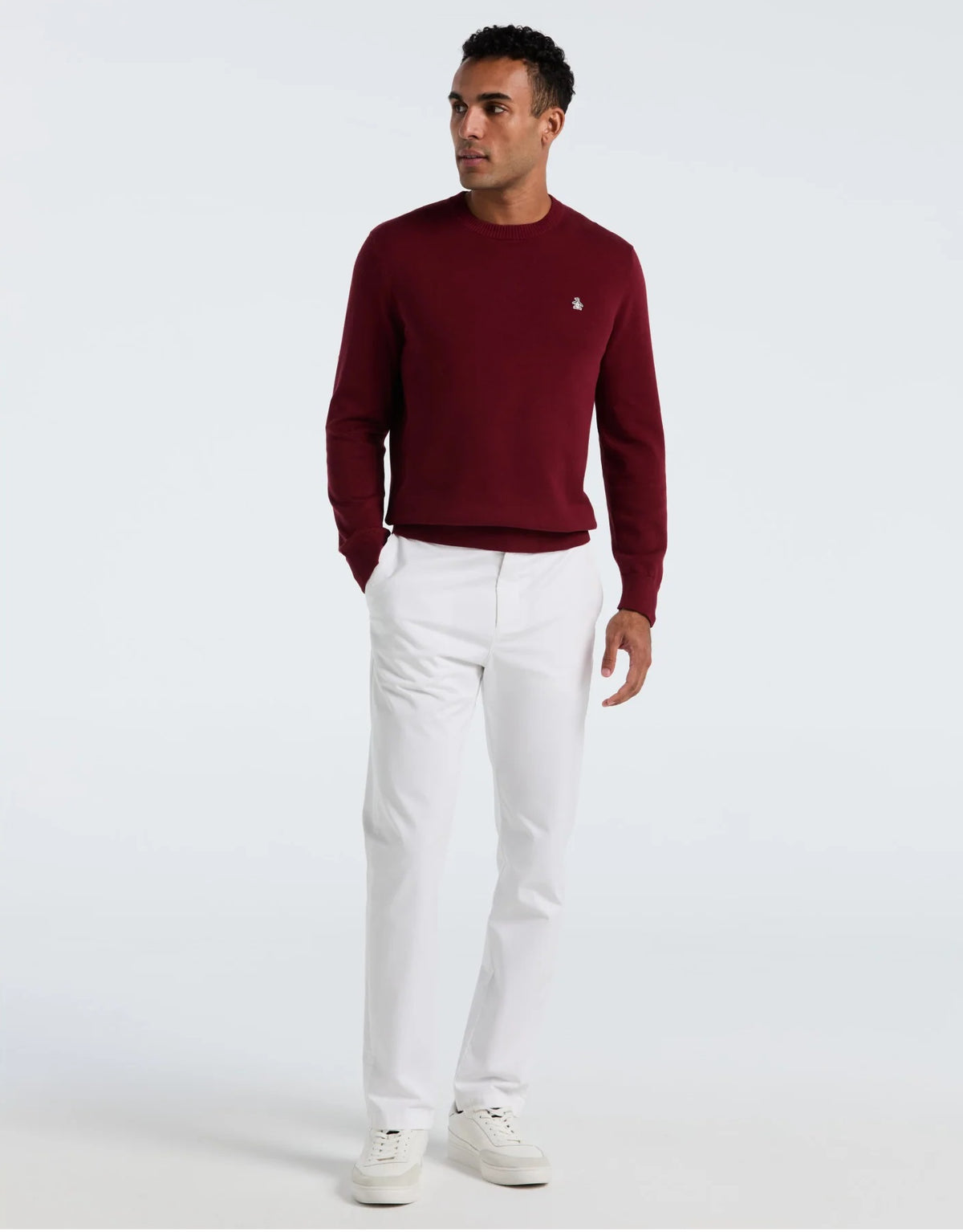 Original Penguin Cotton Crew Neck Sweater - Cabernet
