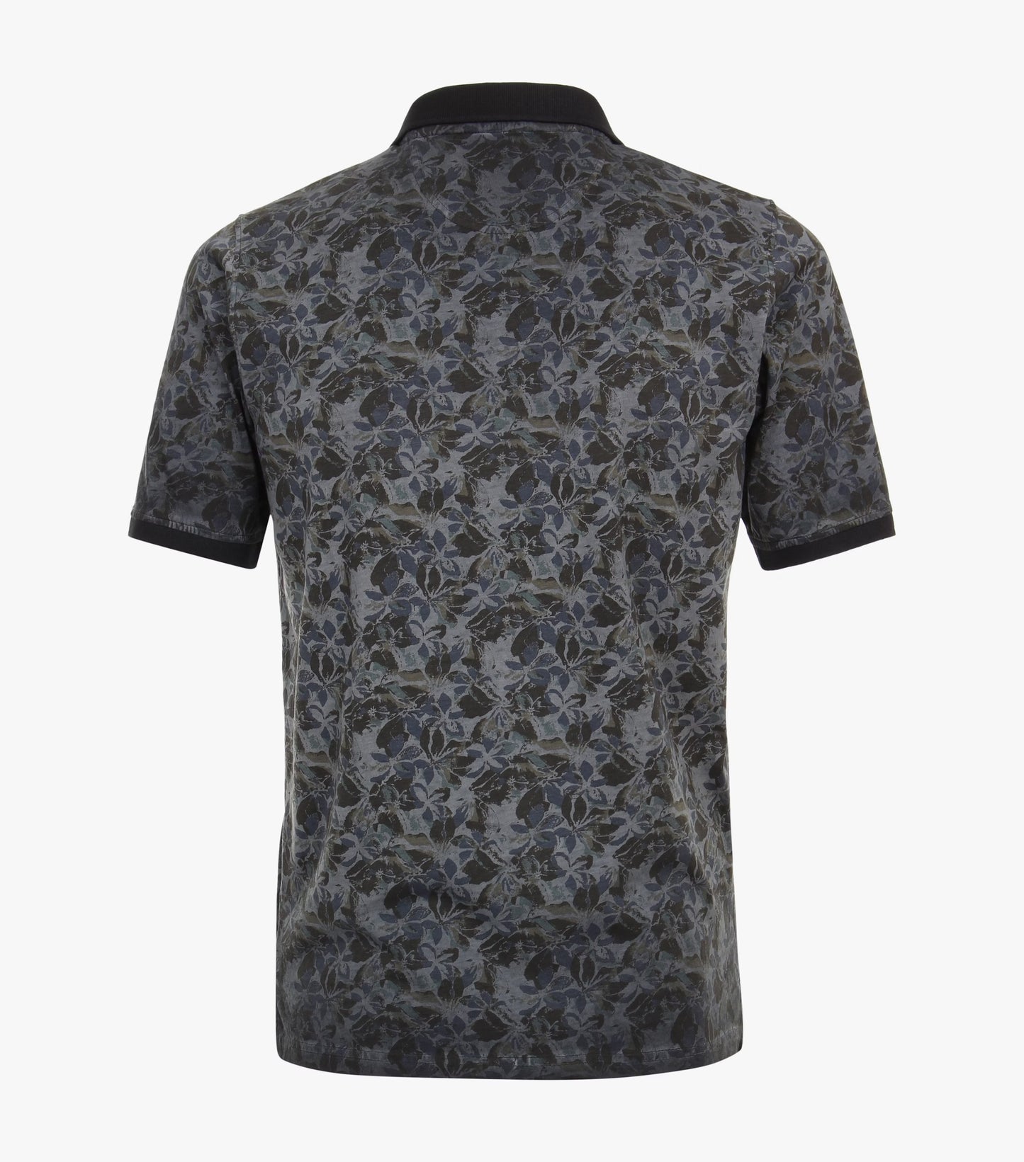 Casa Moda Short Sleeve Flower Print Polo Shirt 105 - Navy