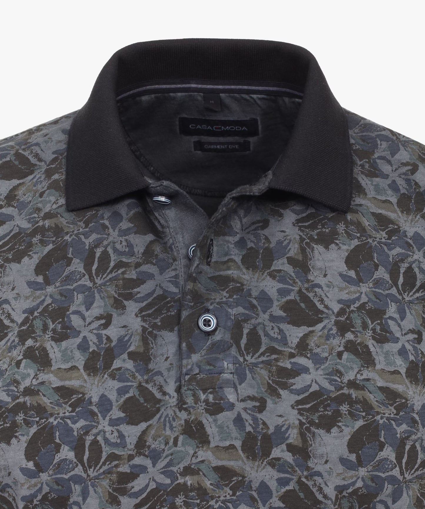Casa Moda Short Sleeve Flower Print Polo Shirt 105 - Navy
