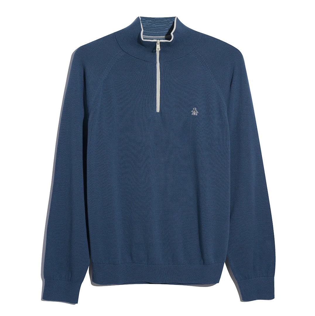 Original Penguin Cotton Textured Half Zip Sweater - Sargasso Sea