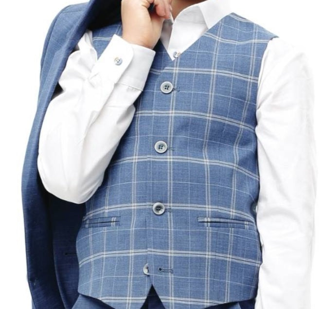 Boys Standar Luis 3 Piece Suit - Light Blue