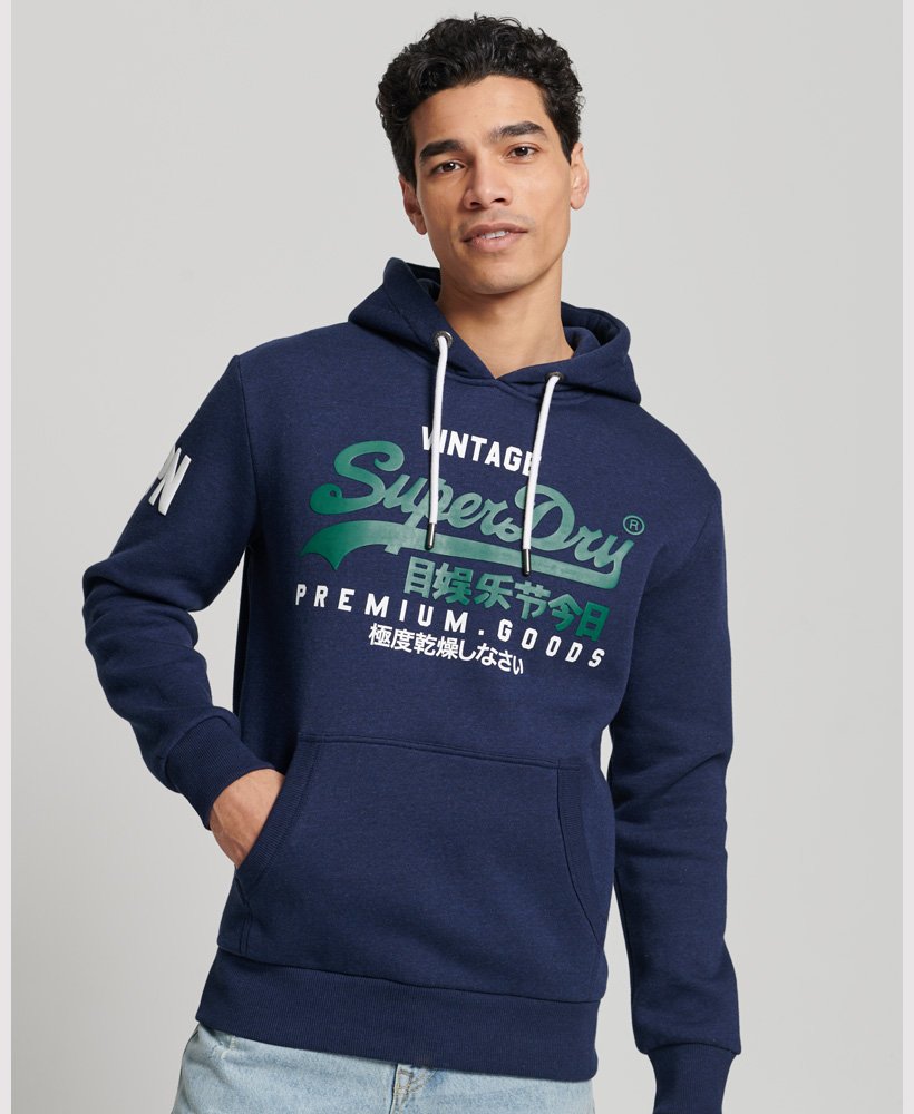 Superdry Vintage Logo Hoodie Midnight Blue Grit – Watson Menswear