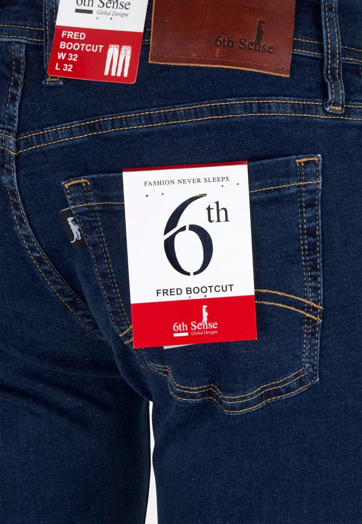 6th Sense Fred Boot Cut Stretch Jeans - Night Time Blue
