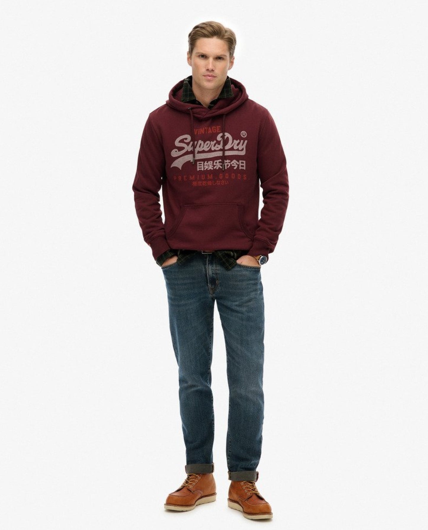 Superdry Vintage Logo Duo Classic Hoodie - Port Red