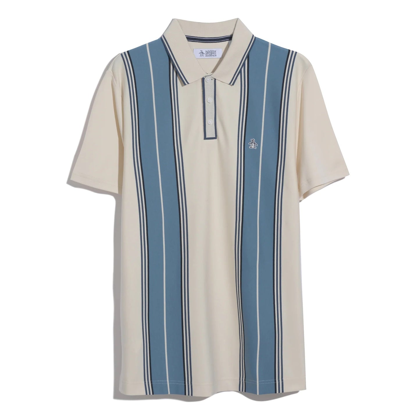 Original Penguin Jacquard Vertical Stripe Polo Shirt - Birch