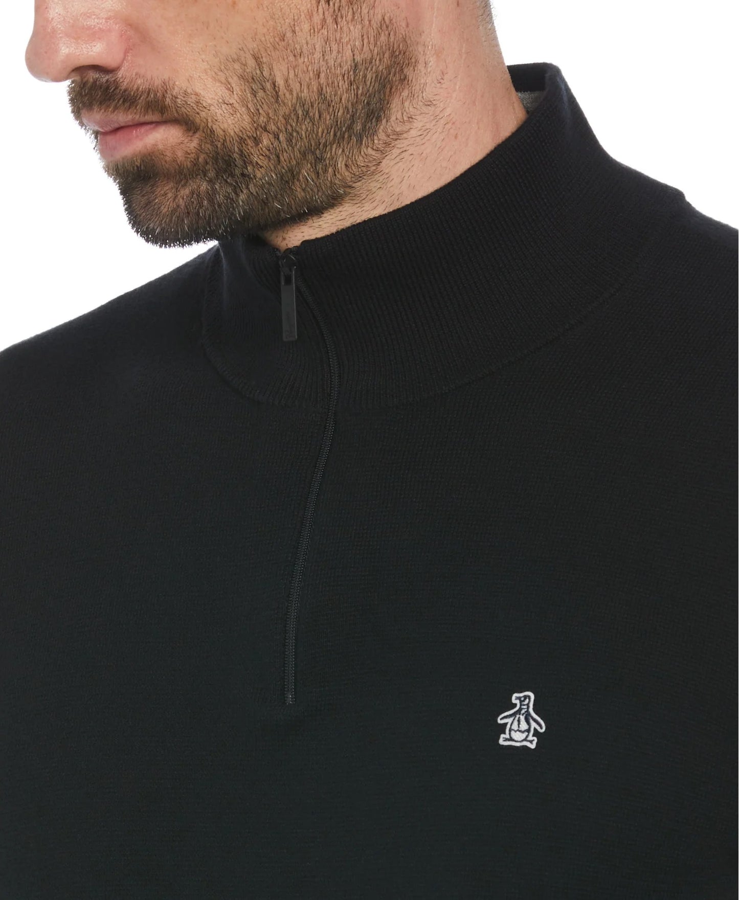 Original Penguin Retro Tipped Half Zip Sweatshirt - True Black
