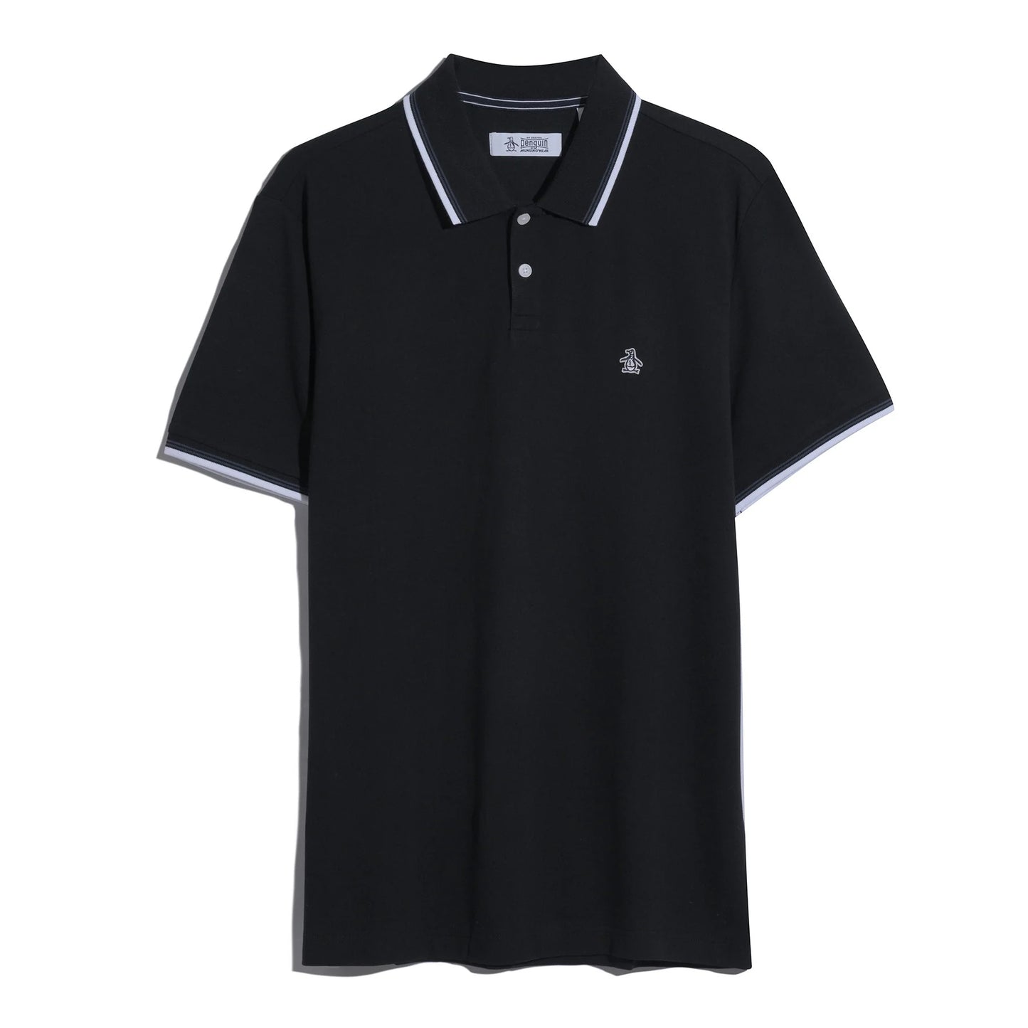 Original Penguin Sticker Pete Tipped Pique Polo Shirt - True Black