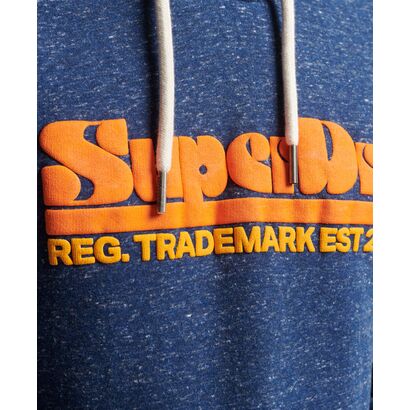 Superdry 70's Retro Font Logo Hoodie - Fifth Avenue Navy Snow