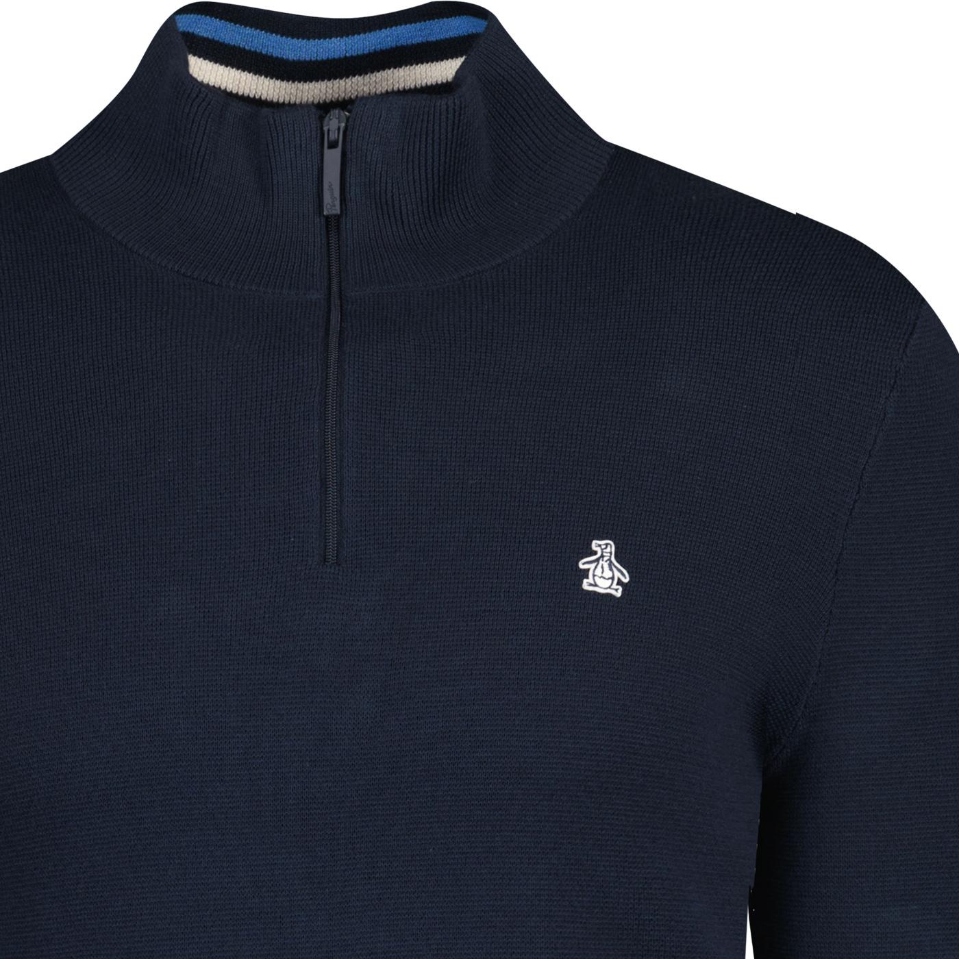 Original Penguin Retro Tipped Half Zip Sweatshirt - Dark Sapphire