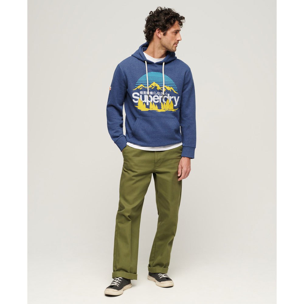 Superdry Great Outdoors Graphic Hoodie - Jeans Blue Marl