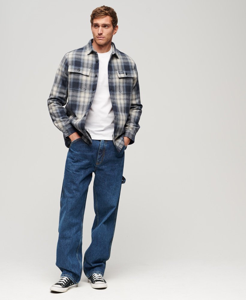 Superdry Wool Miller Overshirt - Roderick Check Dark Blue