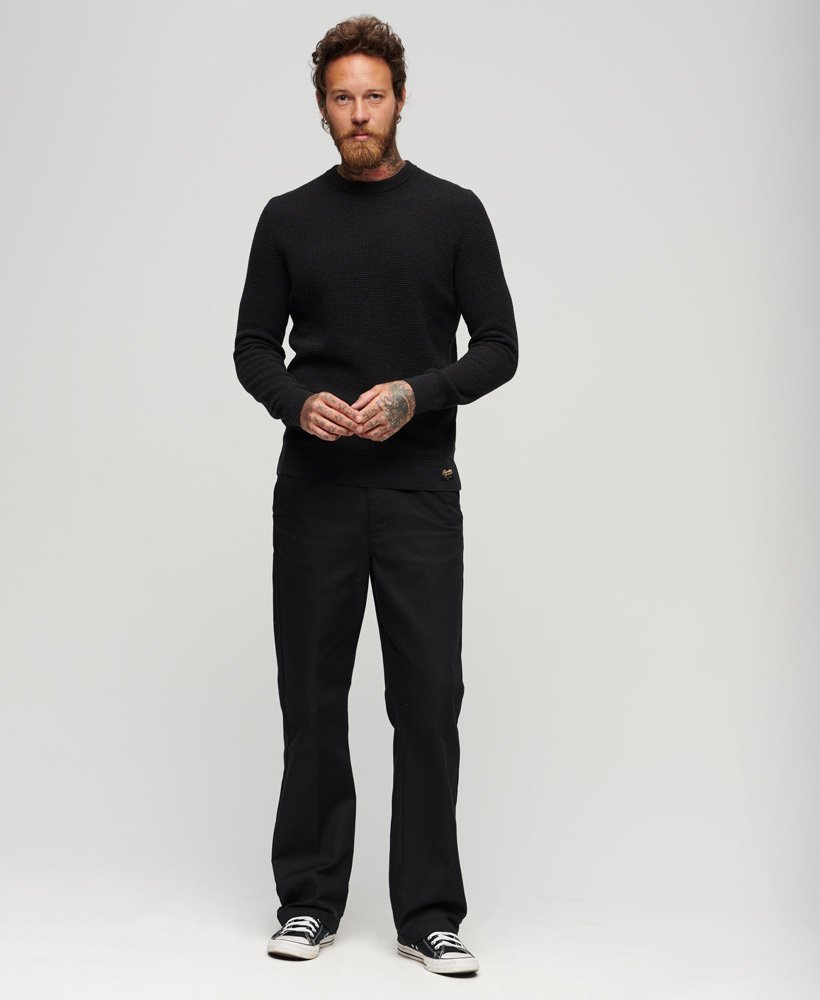 Superdry Textured Crew Knit Jumper - Raven Black Heather