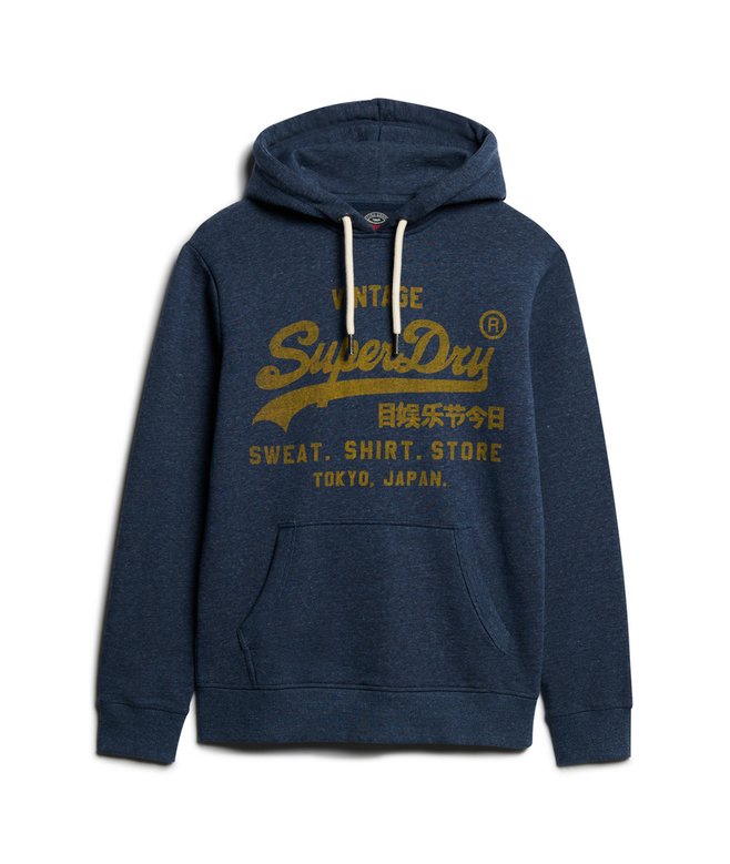 Superdry Classic Vintage Logo Graphic Hoodie - Vintage Navy Marl