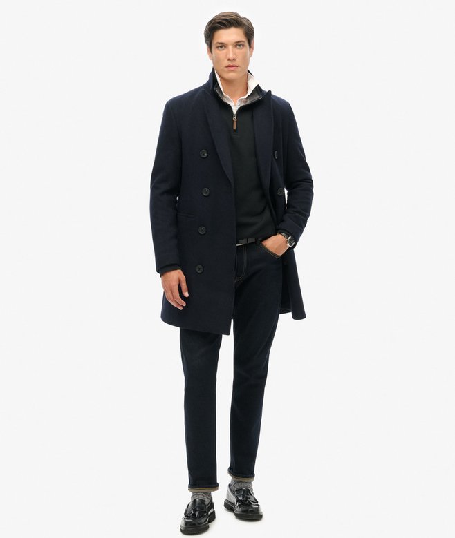 Superdry Core Pique Henley Half Zip Sweater - Jet Black