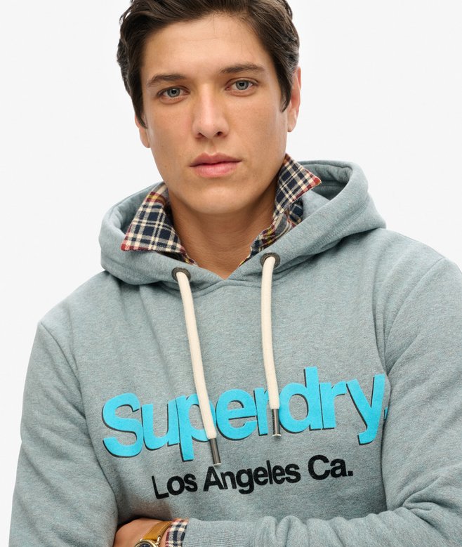 Superdry Core Logo Classic Hoodie - Coastal Blue Grit