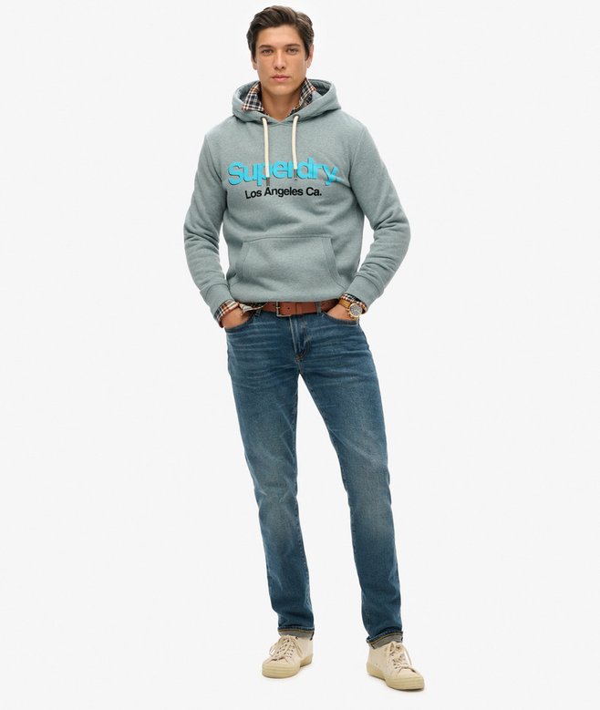 Superdry Core Logo Classic Hoodie - Coastal Blue Grit