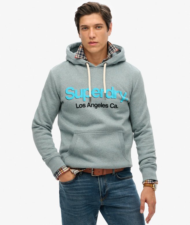 Superdry Core Logo Classic Hoodie - Coastal Blue Grit