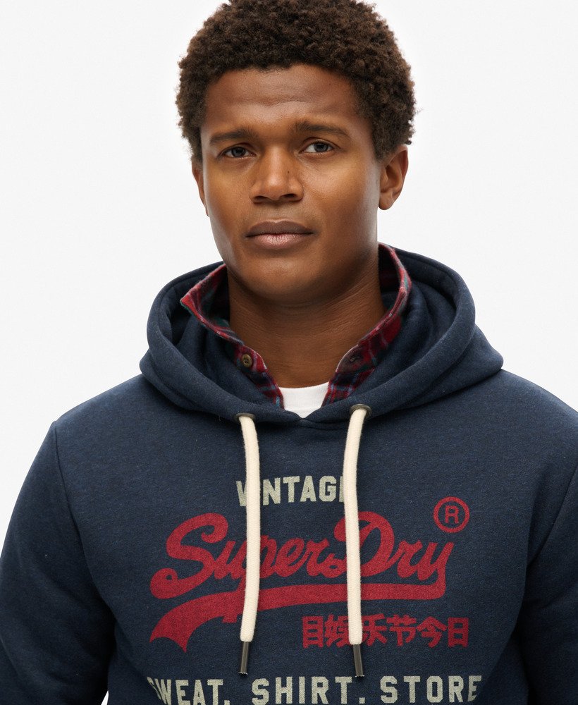 Superdry Vintage Logo Heritage Relaxed Hoodie - Trench Navy Marl