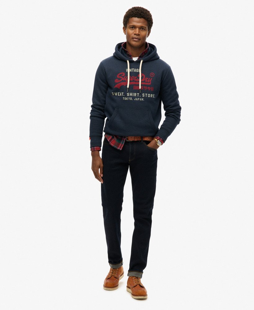 Superdry Vintage Logo Heritage Relaxed Hoodie - Trench Navy Marl
