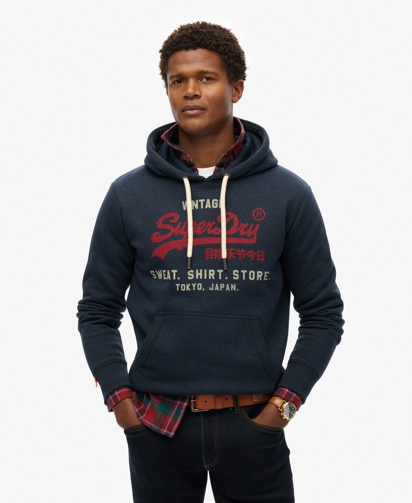 Superdry Vintage Logo Heritage Relaxed Hoodie - Trench Navy Marl