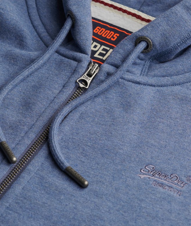 Superdry Essential Logo Full Zip Hoodie - Jeans Blue Marl
