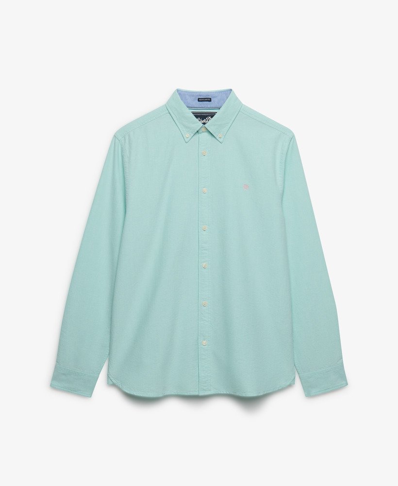 Superdry Preppy Oxford Long Sleeve Shirt - Spearmint Light Green Chambray