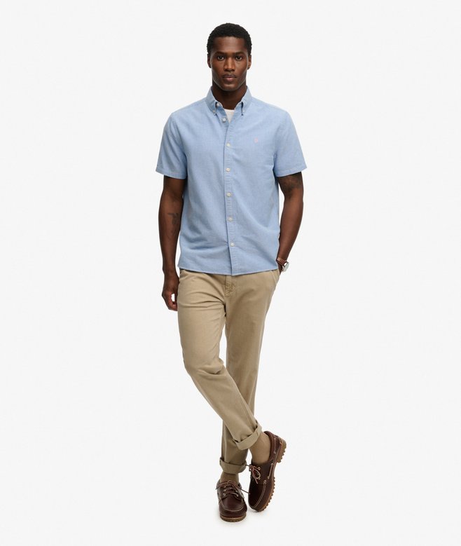 Superdry Preppy Oxford Short Sleeve Shirt - Sky Blue Chambray