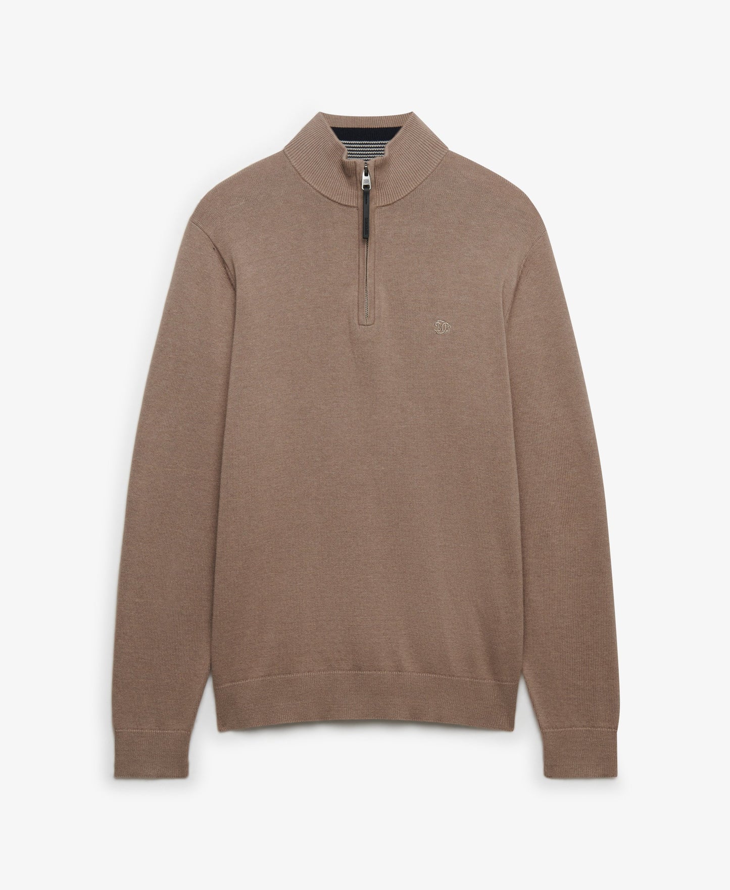 Superdry Essentials Cotton Half Zip Sweater - Husk Brown Marl