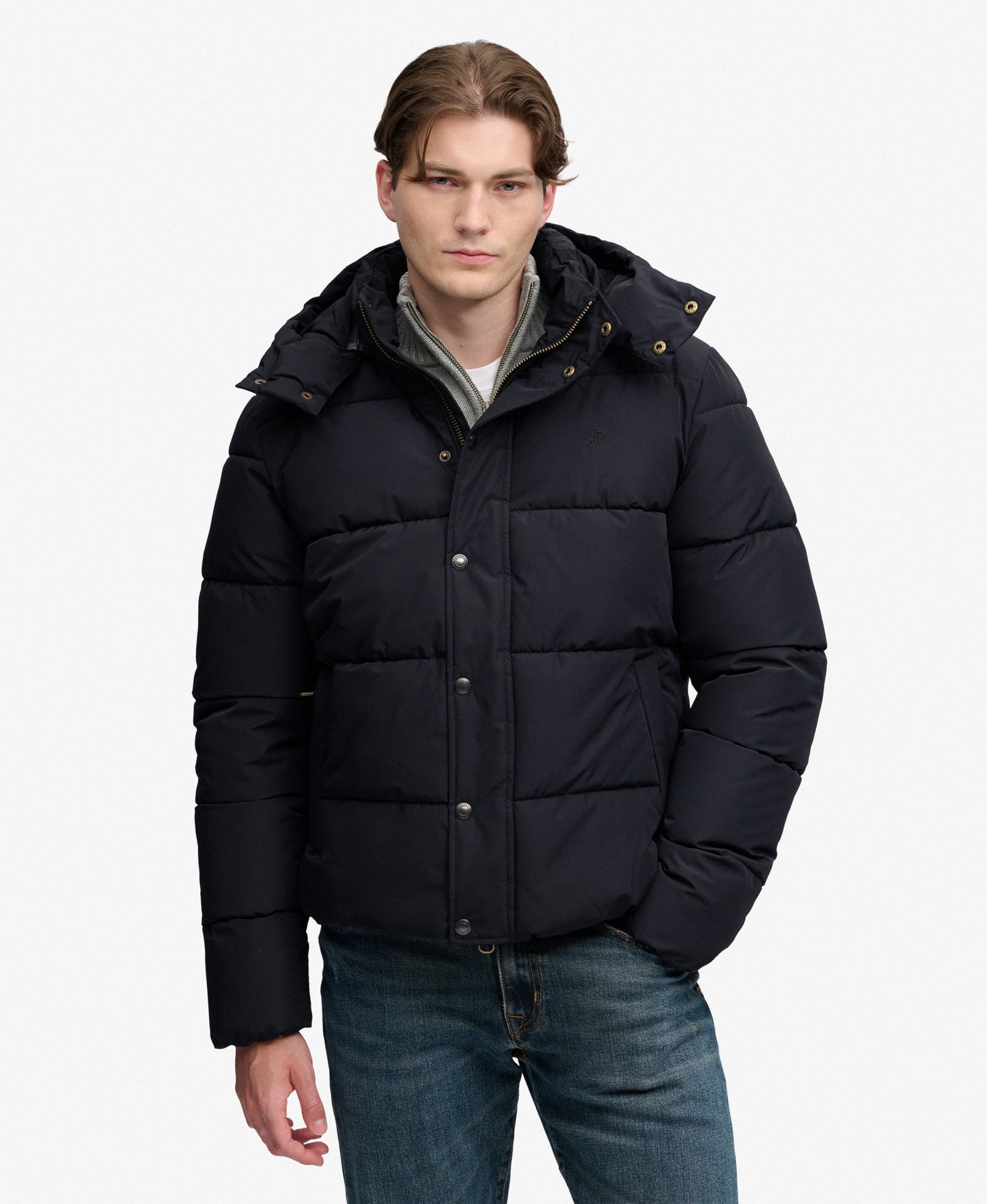Superdry Premium Hood Puffer Jacket - Black