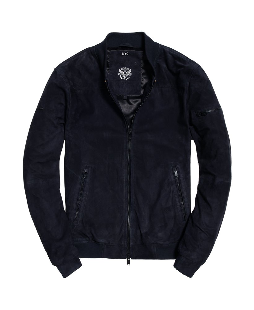 Superdry Slim Suede Bomber Jacket - Ink