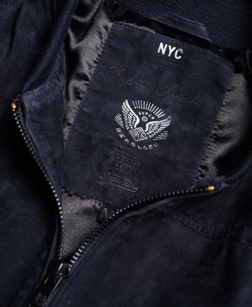 Superdry Slim Suede Bomber Jacket - Ink