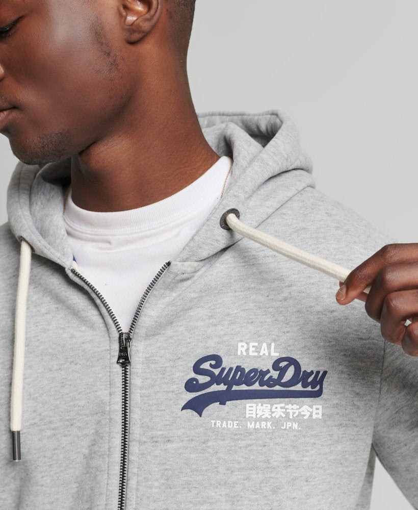 Superdry Vintage Logo Classic Full Zip Hoodie - Athletic Grey Marl – Watson  Menswear