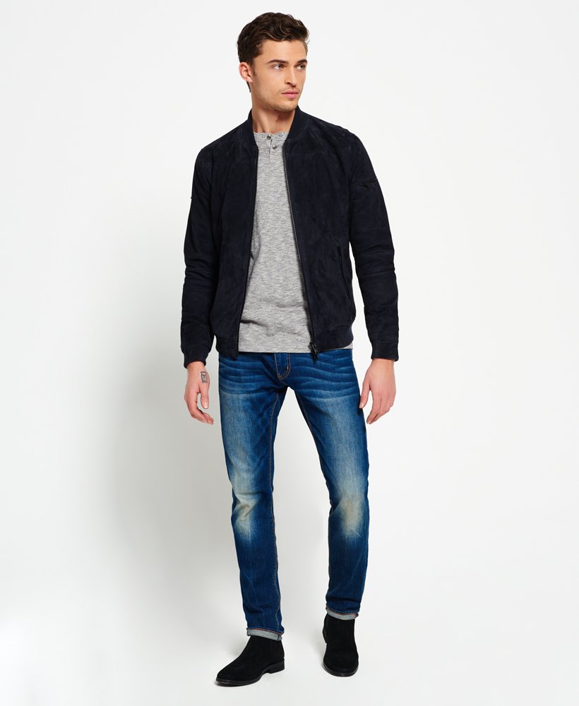 Superdry Slim Suede Bomber Jacket - Ink
