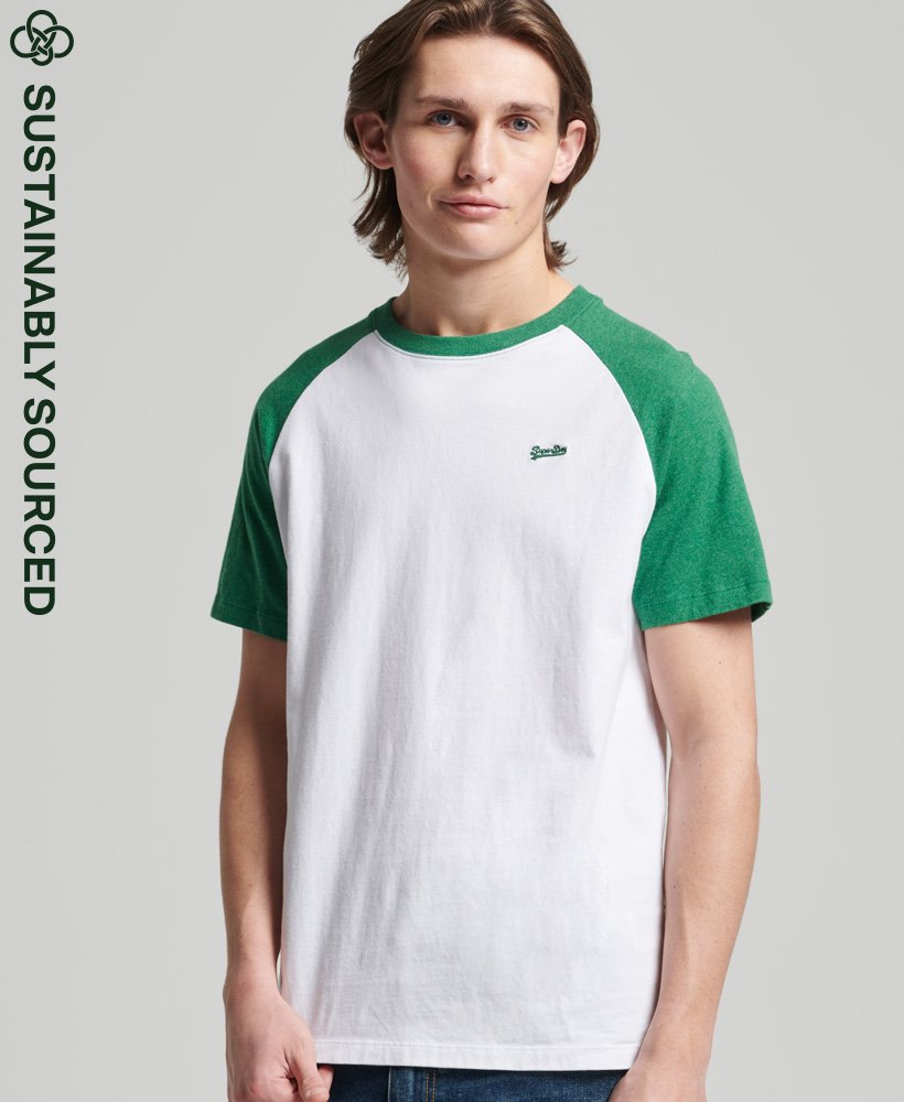 Superdry Vintage Baseball Tee - Optic/Field Green Marl