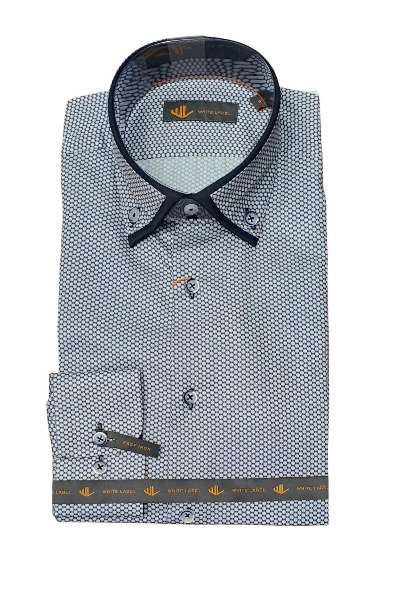 White Label Long Sleeve Casual Shirt - White/Navy/Taupe