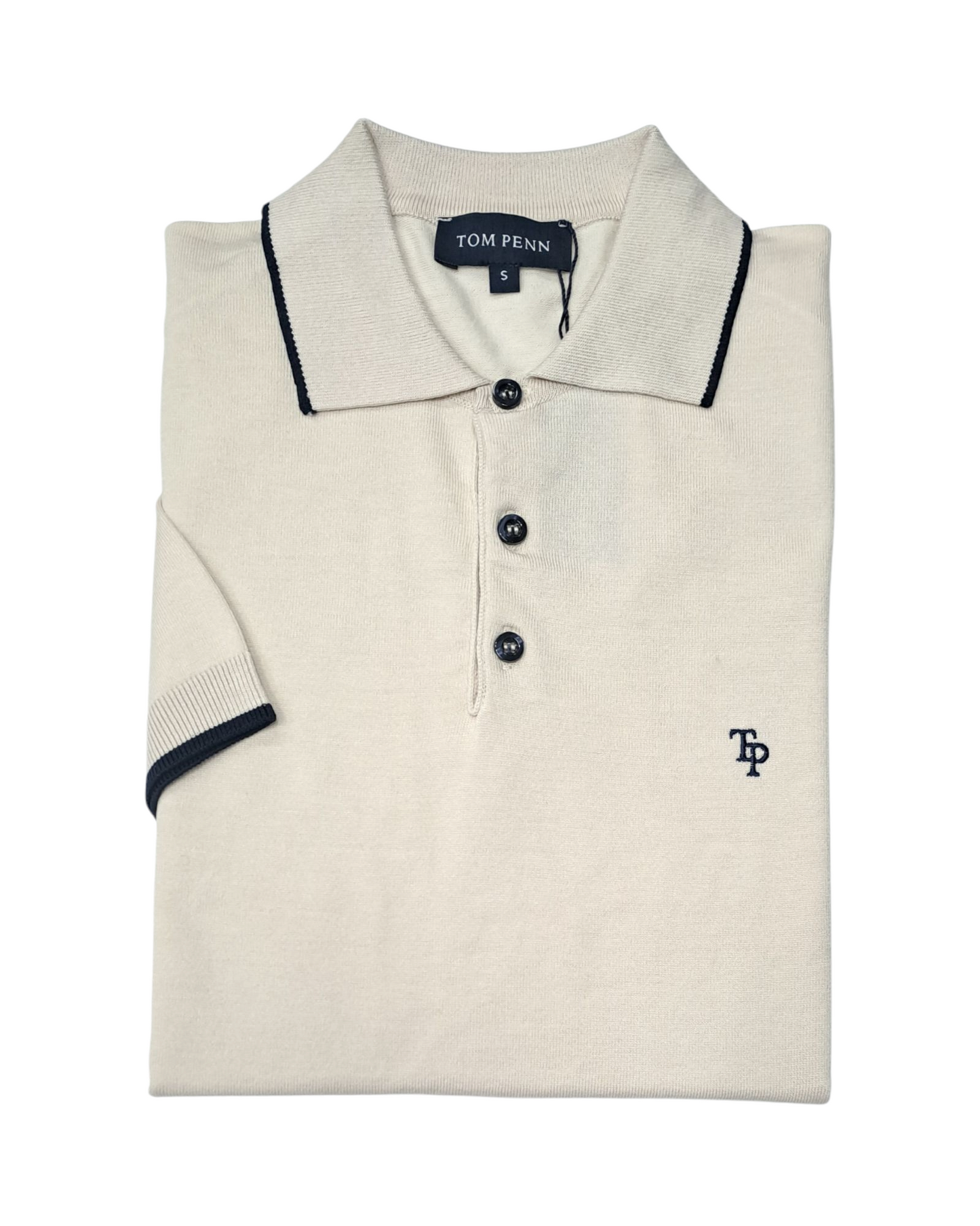 Tom Penn Short Sleeve Polo Shirt TP-062K - Cream