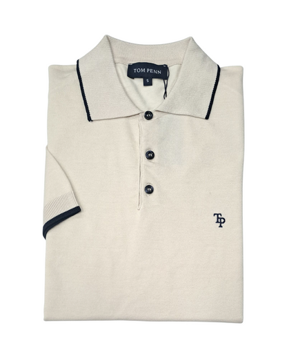 Tom Penn Short Sleeve Polo Shirt TP-062K - Cream